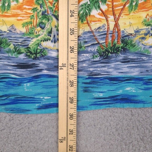 Vintage Ocean Current‎ Hawaiian Shirt Mens Large White Blue Button Short Sleeve - Picture 14 of 14
